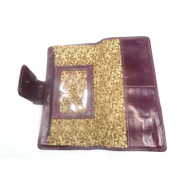 Fossil Vintage Dark Purple Ruched Leather Long Wallet - Picture 4 of 11